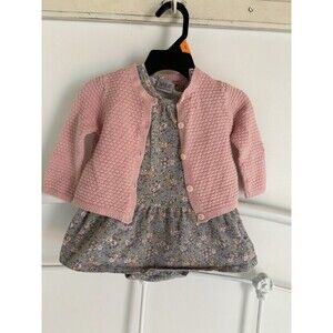 Wheat Organic cotton Baby Girl Sweater And Dress Size 6 months Mauve And Floral